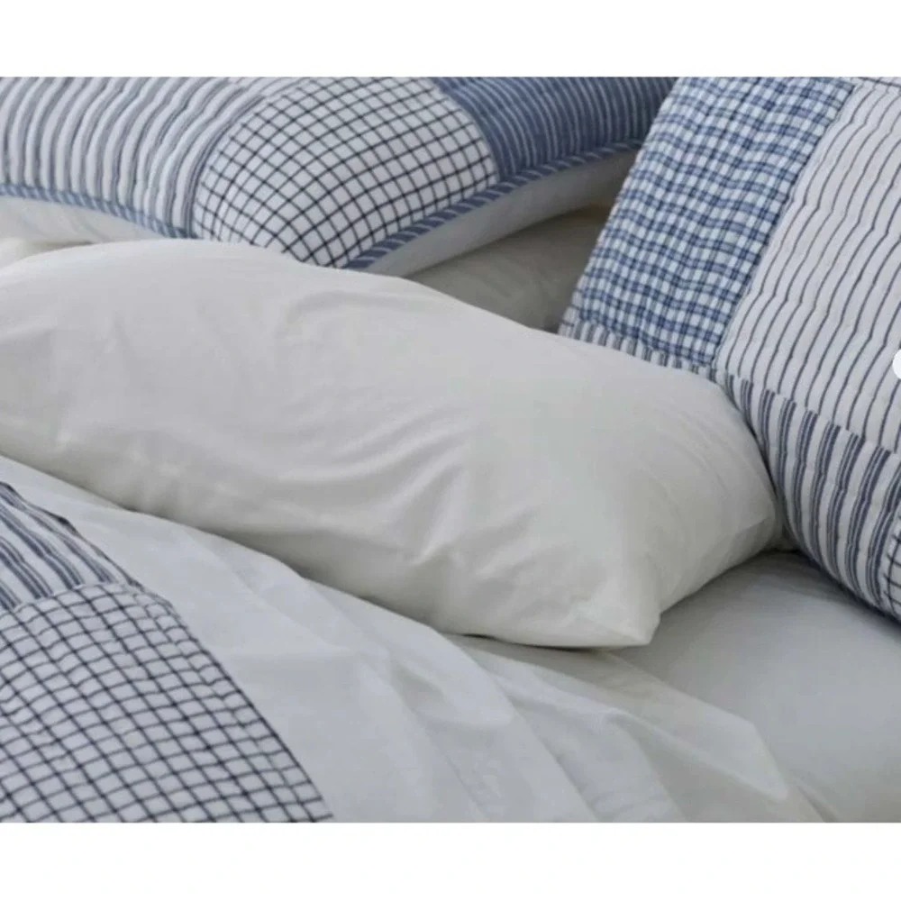 Company Kids Stripe Block Yarn-Dyed Patchwork Quilted Standard Sham Blue/White